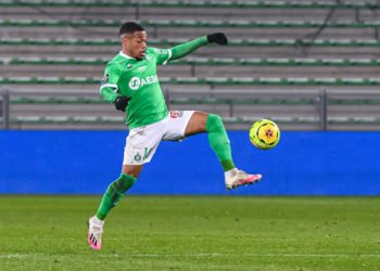 Arnaud NORDIN of Saint Etienne during the French Ligue 1 Uber Eats soccer match between Saint Etienne and Paris Saint-Germain at Stade Geoffroy-Guichard on January 6, 2021 in Saint-Etienne, France. (Photo by Baptiste Fernandez/Icon Sport) - Arnaud NORDIN