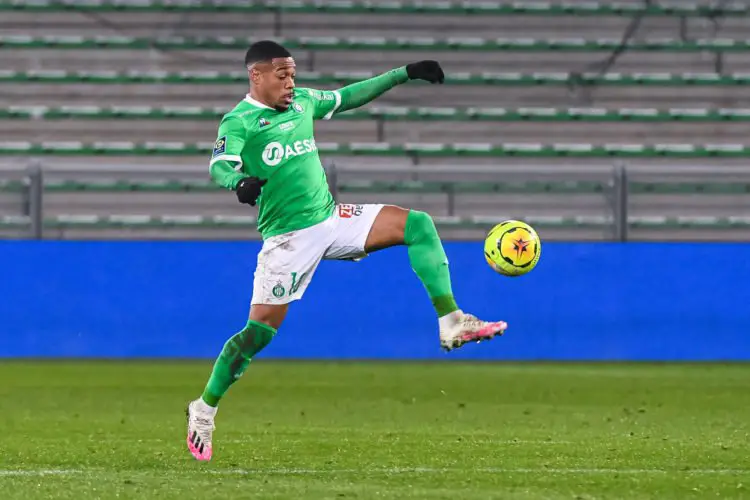 Arnaud NORDIN of Saint Etienne during the French Ligue 1 Uber Eats soccer match between Saint Etienne and Paris Saint-Germain at Stade Geoffroy-Guichard on January 6, 2021 in Saint-Etienne, France. (Photo by Baptiste Fernandez/Icon Sport) - Arnaud NORDIN