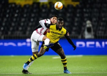 BERN, 18-03-2021, Wankdorf Stadium , season 2020 / 2021 , UEFA Europa League , Football between BSC Young Boys and Ajax , Ajax player Edson Alvarez and BSC Young Boys player Jean-Pierre Nsame (Photo by Pro Shots/Sipa USA) *** World Rights Except Austria and The Netherlands *** 
Photo by Icon Sport - Edson ALVAREZ - Jean-Pierre NSAME - Stade de Suisse - Bern (Suisse)