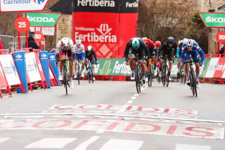 Jasper  Philipsen of Uae - Emirates,  Pascal Ackermann of Bora - Hansgrohe and Jannik Steimle of Deceuninck - Quick Step during the Stage 15 of Vuelta from Mos to Puebla De Sanabria on 5th November 2020
Photo by Sirotti / Icon Sport - Pascal ACKERMANN - Jasper PHILIPSEN