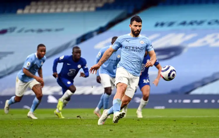 Manchester City's Sergio Aguero misses from the penalty spot during the Premier League match at the Etihad Stadium, Manchester. Picture date: Saturday May 8, 2021. 
By Icon Sport - Sergio AGUERO - Etihad Stadium - Manchester (Angleterre)