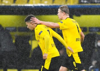 Dortmund - Jadon Sancho et Erling Haland. Photo: Bernd Thissen/dpa 
By Icon Sport