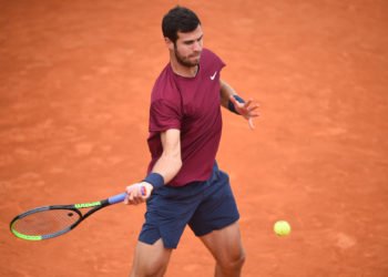 Karen Khachanov (RUS) during his first double round match at the Mutua Madrid Open in Madrid , Spain, on May, 2, 2021. Photo by Corinne Dubreuil/ABACAPRESS.COM 
By Icon Sport - Karen KHACHANOV - Madrid (Espagne)