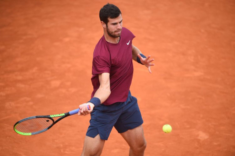Karen Khachanov (RUS) during his first double round match at the Mutua Madrid Open in Madrid , Spain, on May, 2, 2021. Photo by Corinne Dubreuil/ABACAPRESS.COM 
By Icon Sport - Karen KHACHANOV - Madrid (Espagne)