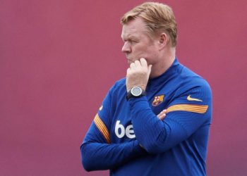 FC Barcelona's head coach Ronald Koeman leads a team's training session at club's sport complex in Sant Joan Despi, in Barcelona, northeastern Spain, 10 May 2021. The team prepares its upcoming LaLiga game against Levante on 11 May. Efe/ABACAPRESS.COM//Alejandro Garcia 
By Icon Sport - Barcelone (Espagne)