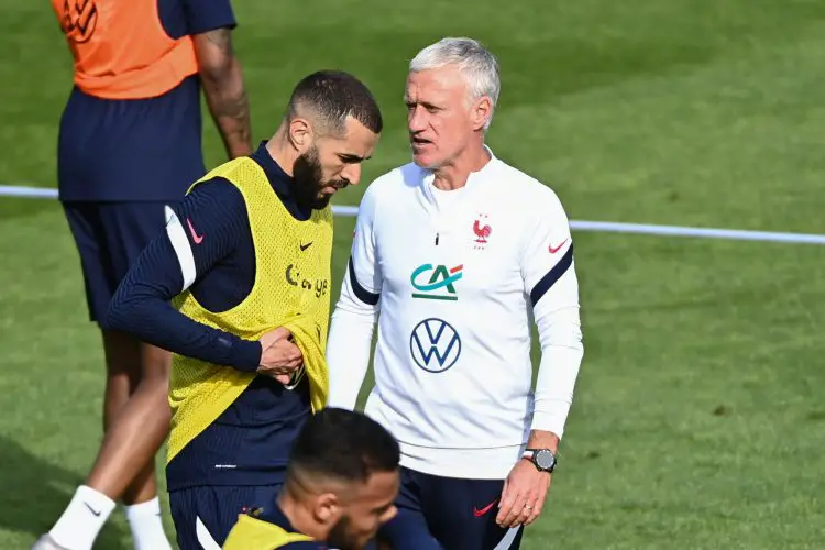 Karim Benzema et Didier Deschamps (Photo by Anthony Dibon/Icon Sport)