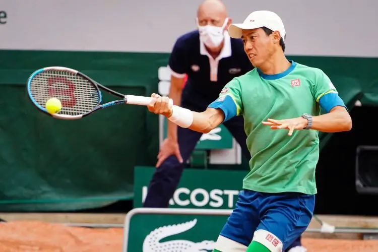 Kei NISHIKORI of Japan during the second round of Roland Garros at Roland Garros on June 4, 2021 in Paris, France. (Photo by Pierre Costabadie/Icon Sport) - Roland Garros - Paris (France)