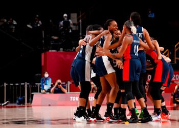 Équipe de France féminine de basket. Photo : August 2021. Efe/ABACAPRESS.COM// Enric Fontcuberta/ Icon Sport