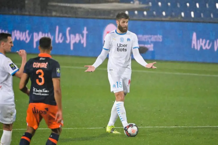 Duje CALETA-CAR of Marseille during the Ligue 1 match between Montpellier and Marseille at Stade de la Mosson on April 10, 2021 in Montpellier, France. (Photo by Alexandre Dimou/Icon Sport) - Duje CALETA-CAR - Stade de la Mosson - Montpellier (France)