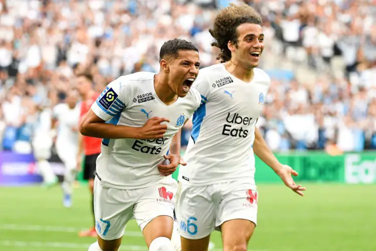 07 Amine HARIT (om) - 06 Matteo GUENDOUZI (om) during the Ligue 1 Uber Eats match between Marseille and Rennes at Orange Velodrome on September 19, 2021 in Marseille, France. (Photo by Christophe Saidi/FEP/Icon Sport) - Orange Vélodrome - Marseille (France)