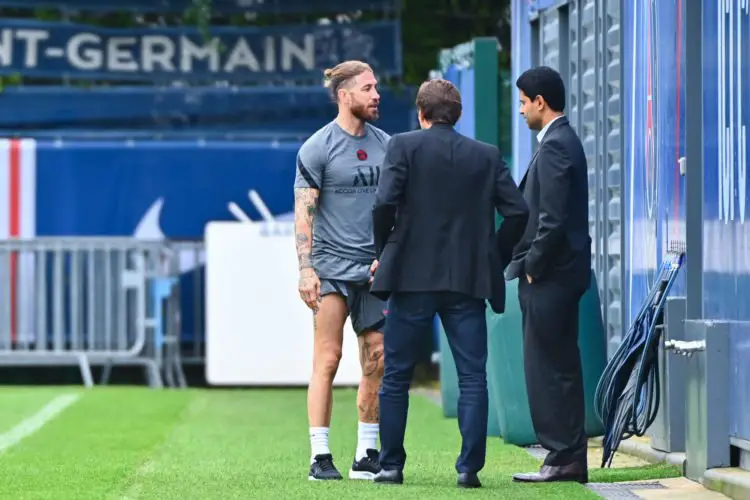 Sergio Ramos à l'entrainement avec le PSG. Anthony Dibon/Icon Sport