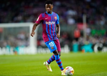 Ansu Fati pendant le match du FC Barcelone face à Valence le 17 octobre 2021. Pressinphoto / Icon Sport