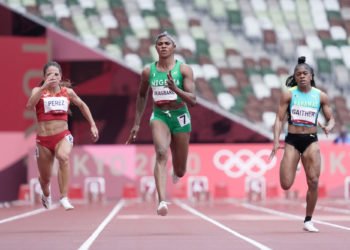 Maria Isabel Perez, Blessing Okagbare et Tynia Gaither Credit: James Lang/USA TODAY Sports/Sipa USA 
By Icon Sport