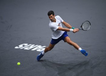 Novak djokovic à l'entrainement pour le Masters 1000 de Paris-Bercy. Abaca / Icon Sport
