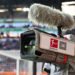 Edge motif, feature: television camera, television broadcast, television rights, camera, football broadcast. Bundesliga logo. Soccer 1st Bundesliga season 2021/2022, 8th matchday, matchday08, FC Augsburg -DSC Arminia Bielefeld 1-1 on October 17, 2021 WWK ARENA in Augsburg, 
Photo by Icon Sport - WWK Arena - Augsbourg (Allemagne)