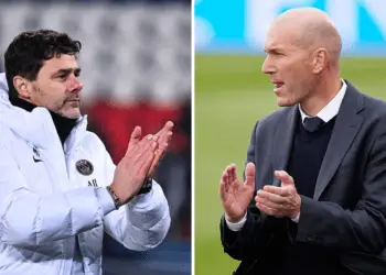 Mauricio Pochettino (gauche) et Zinedine Zidane (droite)