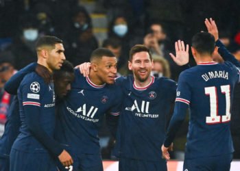 Lionel Messi, Kylian Mbappé, Angel Di Maria, Idrissa Gueye Achraf Hakimi (PSG)