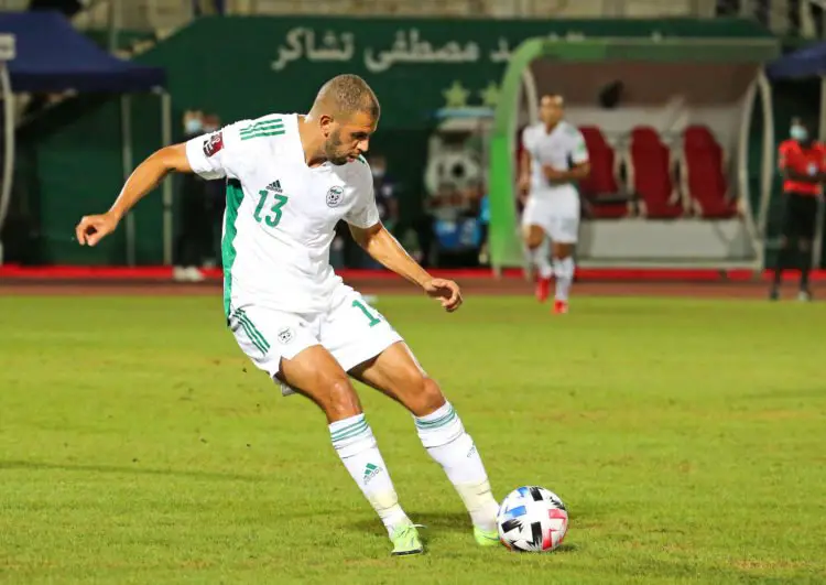 Islam Slimani avec l'équipe d'Algérie, en septembre 2021