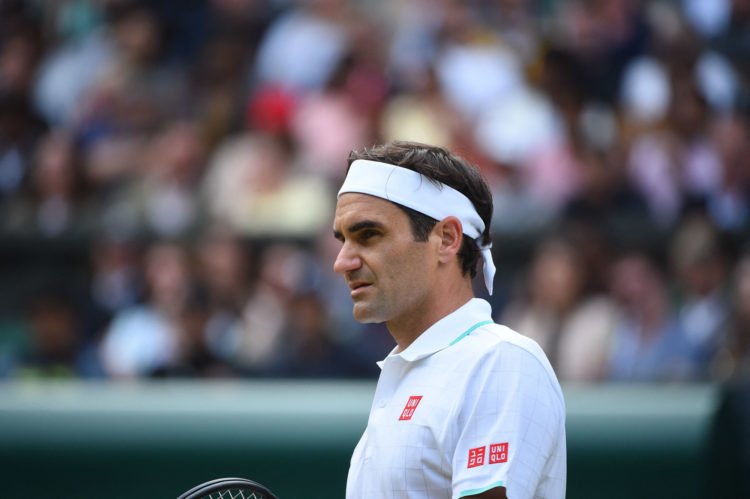 Roger Federer lors du tournoi de Wimbledon en juillet 2021