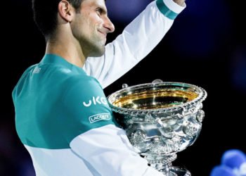 Novak Djokovic avec le trophée de l'Open d'Australie 2021
NATASHA MORELLO / Tennis Australia 
By Icon Sport - Novak DJOKOVIC - Melbourne Park - Melbourne (Australie)