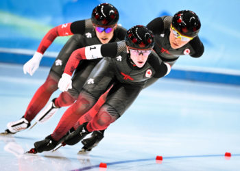 Ivanie Blondin, Isabelle Weidemann et Valerie Maltais - Canada. Photo : Vladimir Astapkovich / Sputnik/Icon Sport
