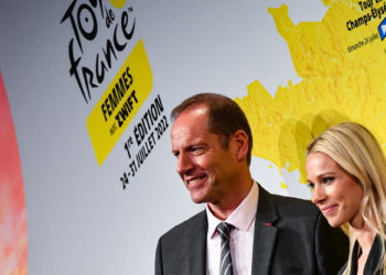 Christian Prudhomme et Marion ROUSSE director of the Women’s Tour during the presentation of the Tour de France 2022 at Palais des Congres on October 14, 2021 in Paris, France. (Photo by Baptiste Fernandez/Icon Sport)