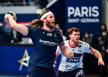 Mikkel HANSEN of Paris Saint Germain (PSG) during the EHF Champions League Handball match between Paris and Flensburg at Salle Pierre Coubertin on February 24, 2022 in Paris, France. (Photo by Baptiste Fernandez/Icon Sport)