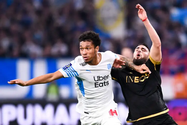 Boubacar KAMARA ,Andy DELORT (ogcn) , 2022 À Marseille, France. (Photo by Philippe Lecoeur/FEP/Icon Sport)