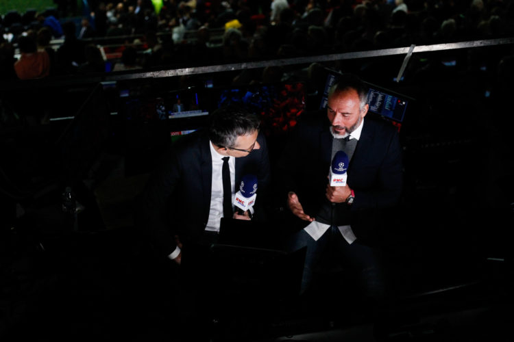 Jerome SILLON and Eric DI MECO, RMC Sport during the UEFA Champions League match between Paris Saint Germain and Real Madrid at Parc des Princes on September 18, 2019 in Paris, France. (Photo by Johnny Fidelin/Icon Sport)