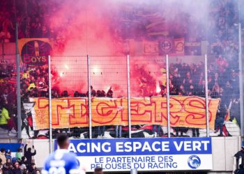 Supporters RC Lens Stade de la Meinau 3 avril 2022 Strasbourg, France. (Photo by Philippe Lecoeur/FEP/Icon Sport)