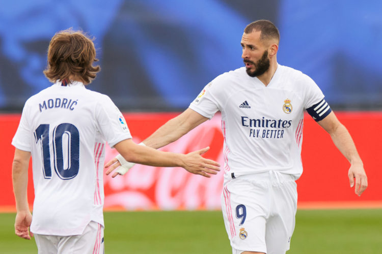 Luka Modric et Karim Benzema (Photo by Ruben Albarran / Pressinphoto / Icon Sport)
