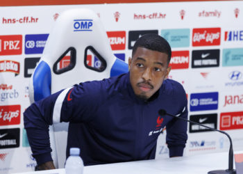 Presnel KIMPEMBE of France speaks during a press conference at Poljud stadium, in Split Croatia, on June 05, 2022, ahead of the UEFA Nations League League A Group 1 match between Croatia and Austria. Photo: Miroslav Lelas/PIXSELL - Photo by Icon sport