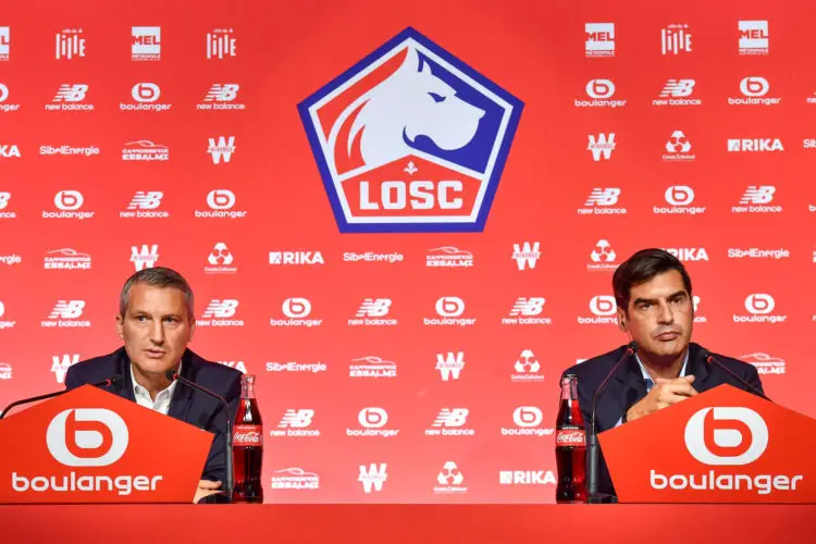 Olivier LETANG Président du LOSC et Paulo FONSECA le nouveau coach du LOSC au Domaine de Luchin le  30 juin 2022 à Lille, France. (Photo by Franco Arland/Icon Sport)