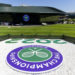 General view of the 2022 tournament logo ahead of the 2022 Wimbledon Championship at the All England Lawn Tennis and Croquet Club, Wimbledon. Picture date: Wednesday June 22, 2022. - Photo by Icon sport