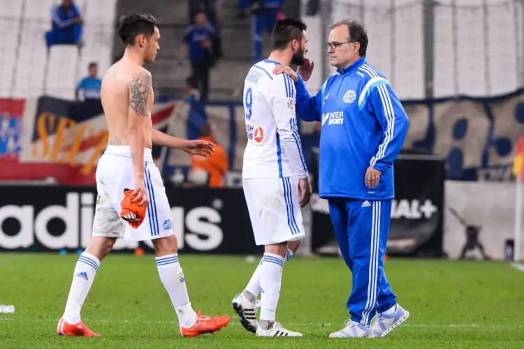 Lucas OCAMPOS / Andre Pierre GIGNAC / Marcelo BIELSA - 24.04.2015 - Marseille / Lorient - 34eme journee de Ligue 1
Photo par Icon Sport