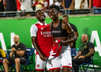 FC Series - Chelsea vs Arsenal / Sambi Lokonga avec Nuno Tavares à Orlando, Floride. Andrea Vilchez/SPP (Photo by /Sipa USA) - Photo by Icon sport