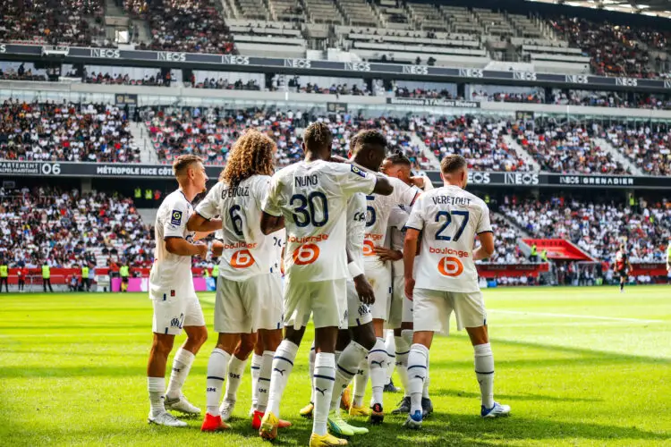 l'Olympique de Marseille en Ligue 1 Uber Eats face à l'OGC Nice à l'Allianz Riviera le 28 août 2022 à Nice, France. (Photo by Johnny Fidelin/Icon Sport)