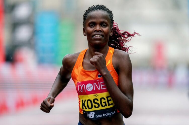 Kenya Brigid Kosgei au Marathon de Londres en 2020 - Photo by Icon Sport