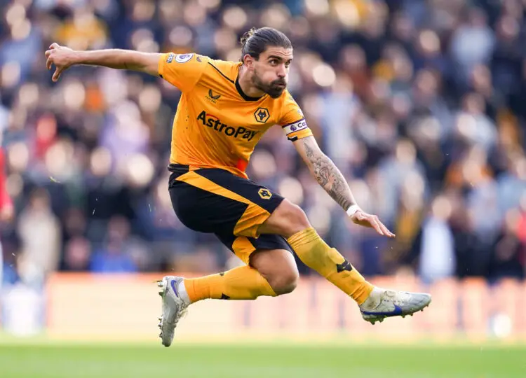 Wolverhampton Wanderers' Ruben Neves shoots during the Premier League match at Molineux Stadium, Wolverhampton. Picture date: Saturday October 15, 2022. - Photo by Icon sport