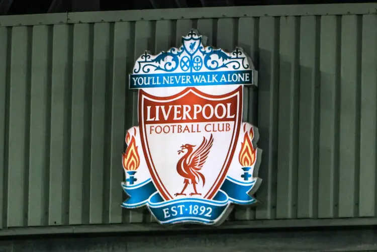 Liverpool’s coat of arms  in Liverpool, United Kingdom on 9/15/2021. (Photo by Mark Cosgrove/News Images/Sipa USA) 

Photo by Icon Sport