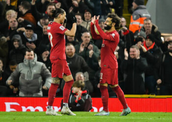 Darwin Nunez, Mohamed Salah - Picture credit should read: Gary Oakley / Sportimage