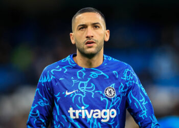Hakim Ziyech à Manchester avec Chelsea en 2023 (Photo by Conor Molloy/News Images/Sipa USA) - Photo by Icon sport