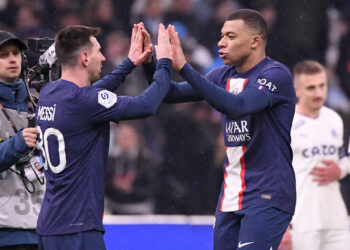Lionel MESSI, Kylian MBAPPE (Photo by Anthony Bibard/FEP/Icon Sport)