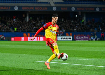 Florian SOTOCA of Lens during the Ligue 1 Uber Eats match between Montpellier and Lens at Stade de la Mosson on February 25, 2023 in Montpellier, France. (Photo by Alexandre Dimou/Alexpress/Icon Sport)