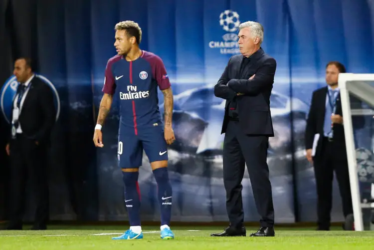 Neymar et Carlo Ancelotti - Photo : Firo / Icon Sport