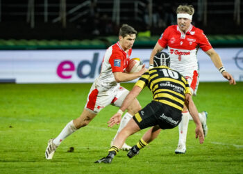 Steeve BARRY of Biarritz Olympique during the Pro D2 match between Mont de Marsan and Biarritz on March 24, 2023 in Mont-de-Marsan, France. (Photo by Pierre Costabadie/Icon Sport)