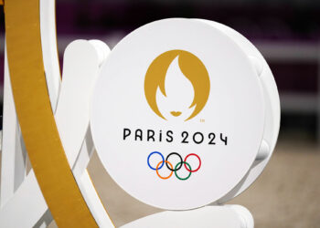 Paris 2024 signage during the Jumping Team Final at the Equestrian Park on the fifteenth day of the Tokyo 2020 Olympic Games in Japan. Picture date: Saturday August 7, 2021. 


Photo by Icon Sport