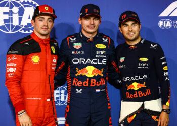 Pole Position for Max Verstappen (NLD) Red Bull Racing RB19, 2nd for Sergio Perez (MEX) Red Bull Racing and 3rd for Charles Leclerc (MON) Ferrari.
04.03.2023. Formula 1 World Championship, Rd 1, Bahrain Grand Prix, Sakhir, Bahrain, Qualifying Day.
- www.xpbimages.com, EMail: requests@xpbimages.com © Copyright: Batchelor / XPB Images - Photo by Icon sport
