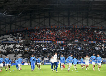 Leonardo BALERDI, Matteo GUENDOUZI, Jonathan CLAUSS (Olympique de Marseille) - (Photo by Anthony Bibard/FEP/Icon Sport)