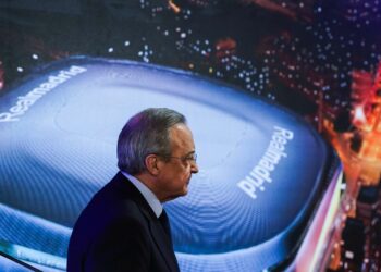 Florentino Perez (Président du Real Madrid) pendant la présentation du nouveau stade Santiago Bernabéu -
Photo : Marca / Icon Sport